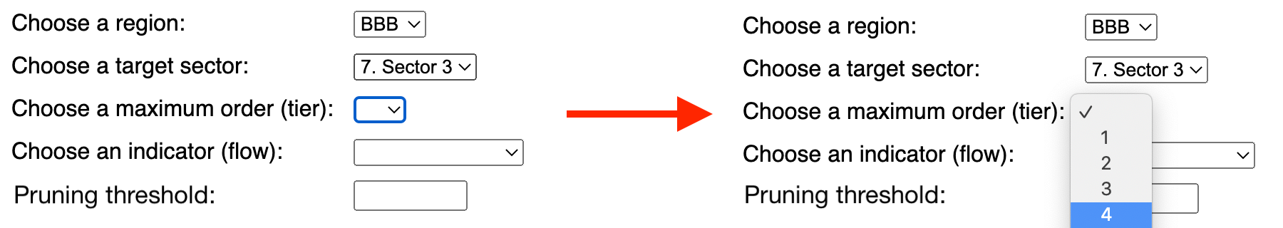 setting an order from menu
